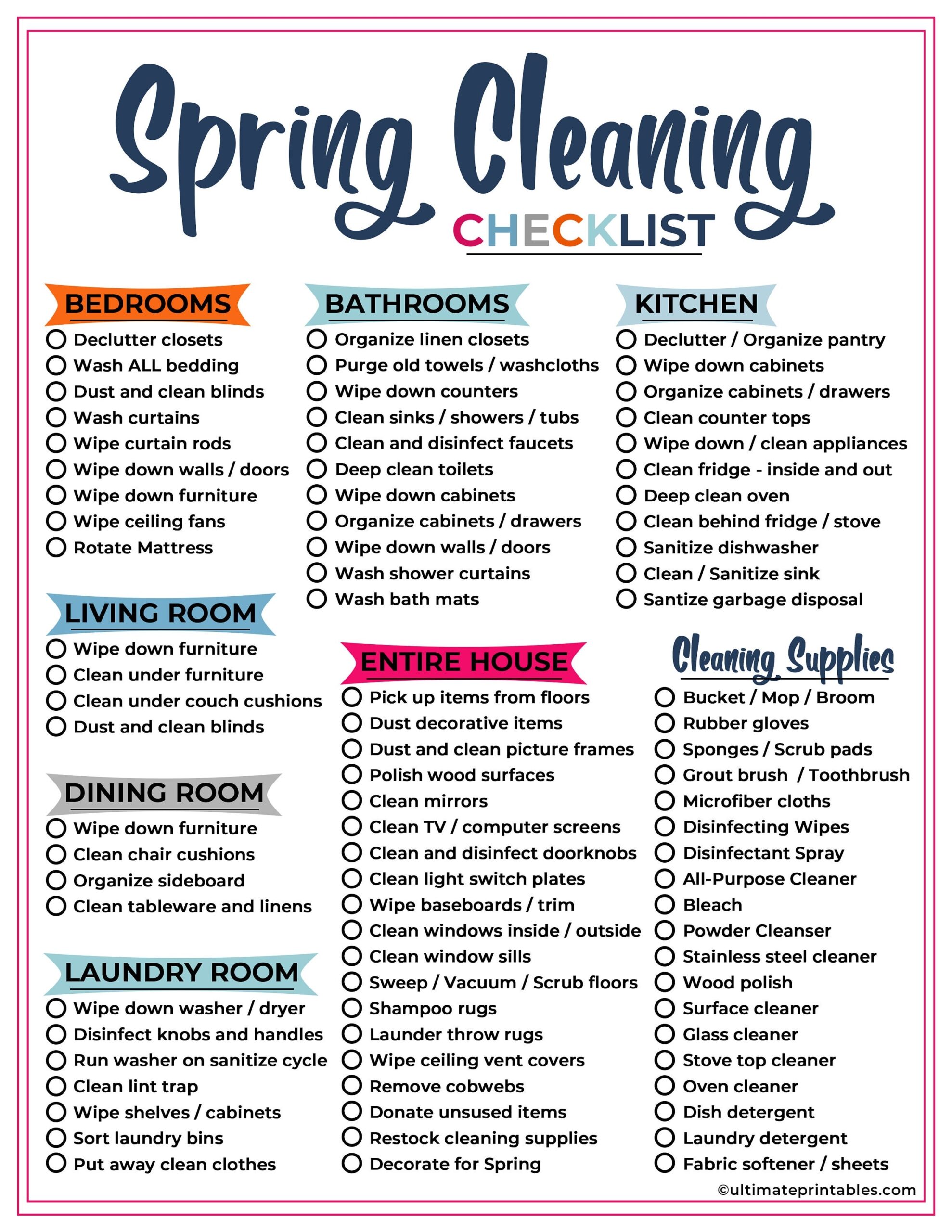 Spring Cleaning Checklist Cleaning Planner Cleaning Schedule Cleaning Printable Cleaning List House Cleaning Etsy