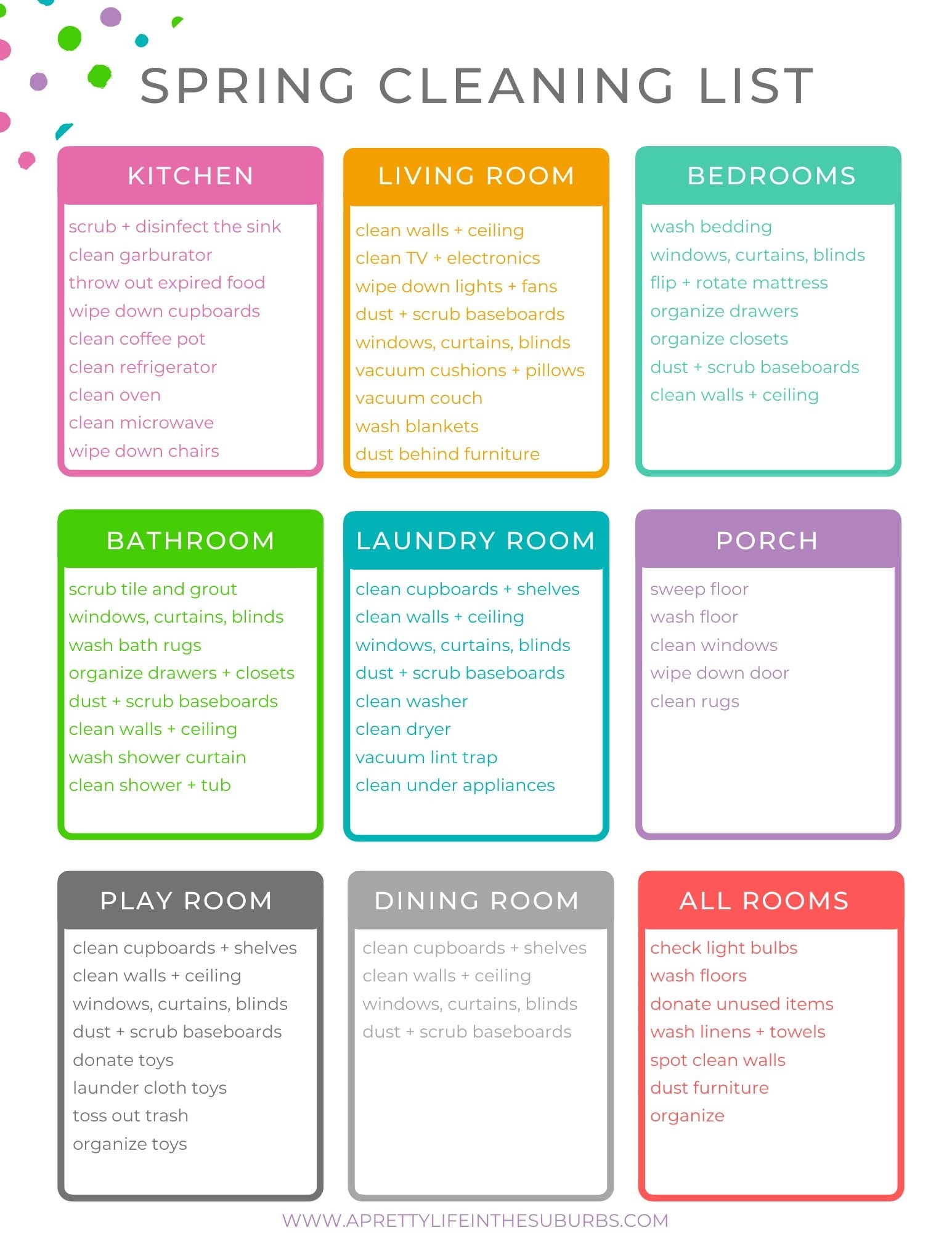 Spring Cleaning Tips Checklist 