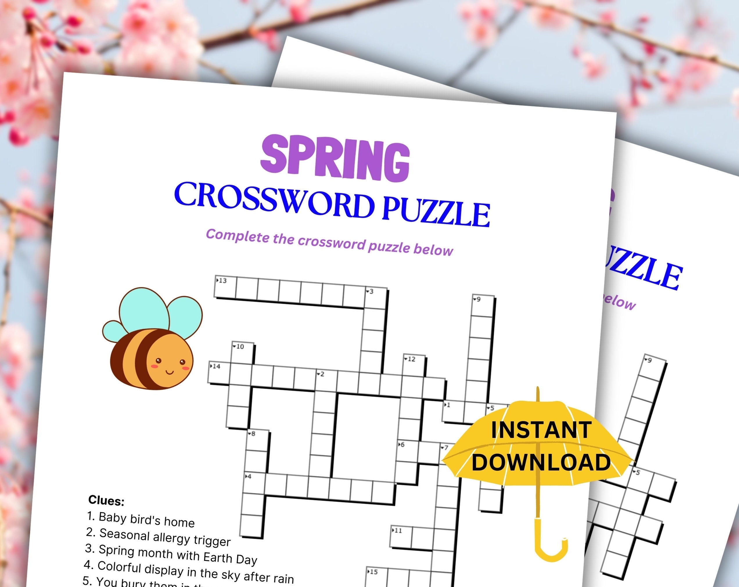 Spring Crossword Etsy