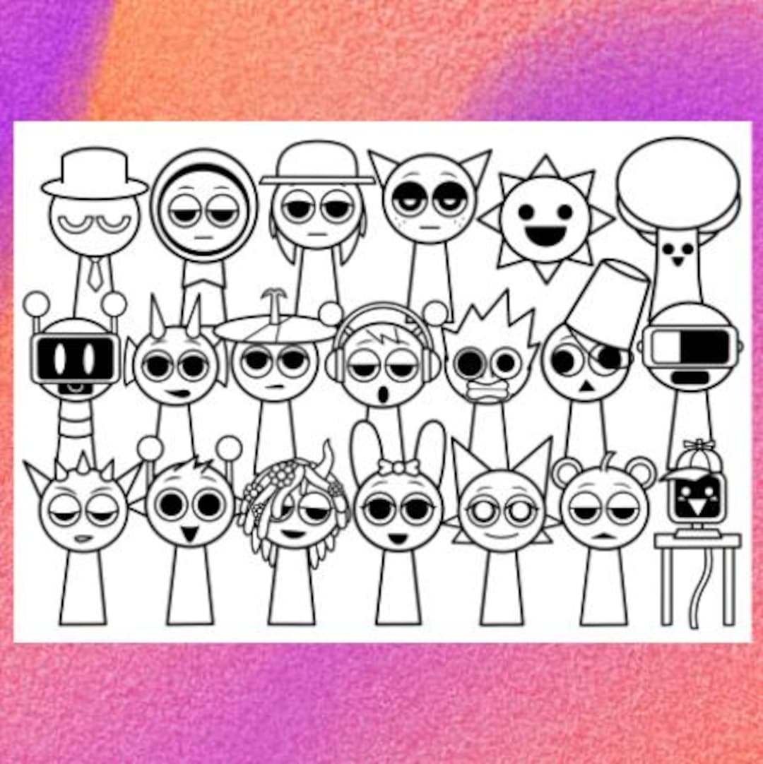 Sprunki Coloring Page 1 PNG And 1 PDF A4 Size Digital Download Etsy