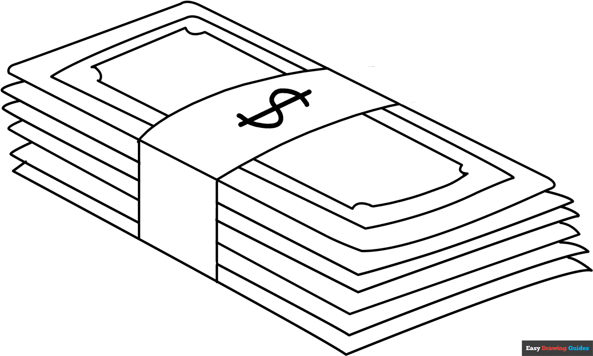 Stack Of Money Coloring Page Easy Drawing Guides