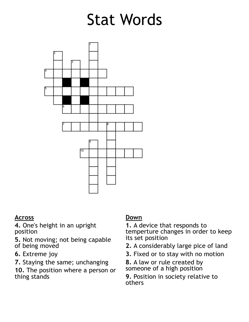 Stat Words Crossword WordMint