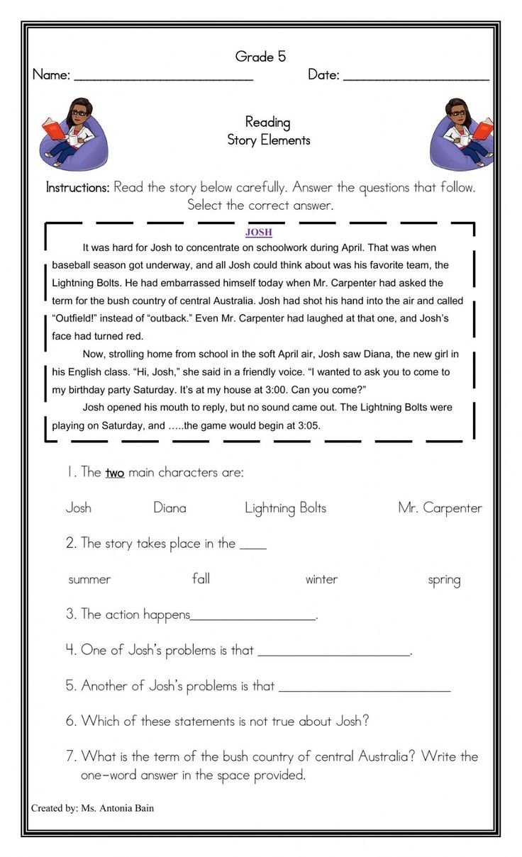Story Elements Character Plot Setting Worksheet