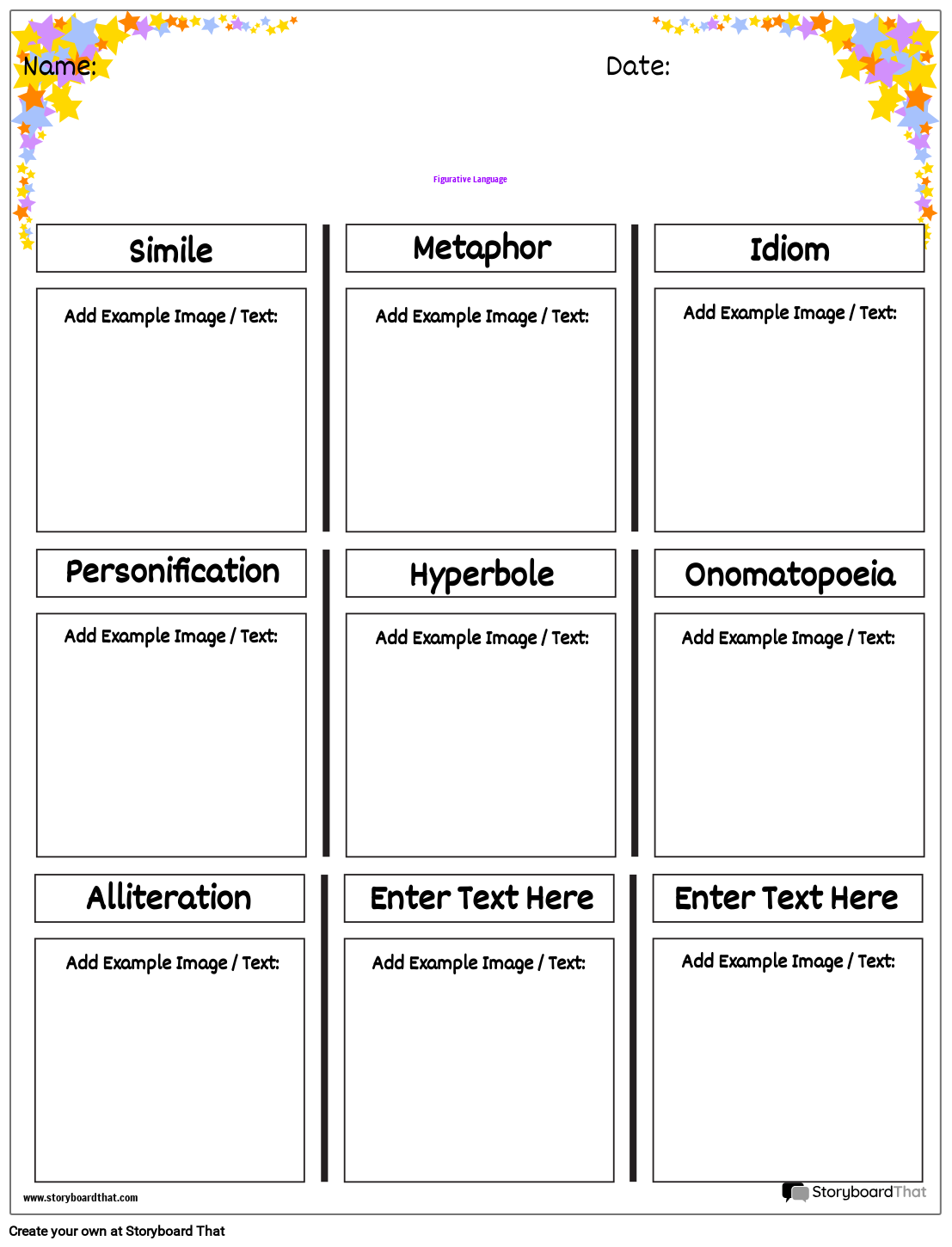Storyboard That Free Figurative Language Worksheets Storyboard That Free Figurative Language Worksheets