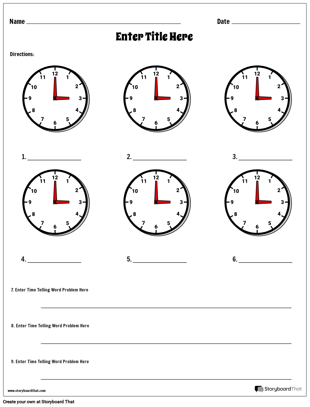 telling time clock worksheets