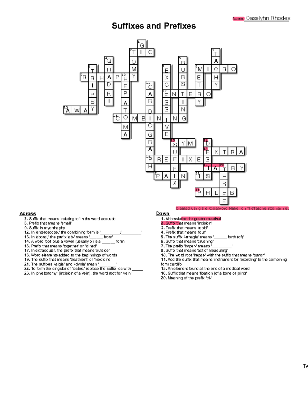 Suffixes And Prefixes Crossword Puzzle Eng 101 Studocu Suffixes And Prefixes Crossword Puzzle Eng 101 Studocu
