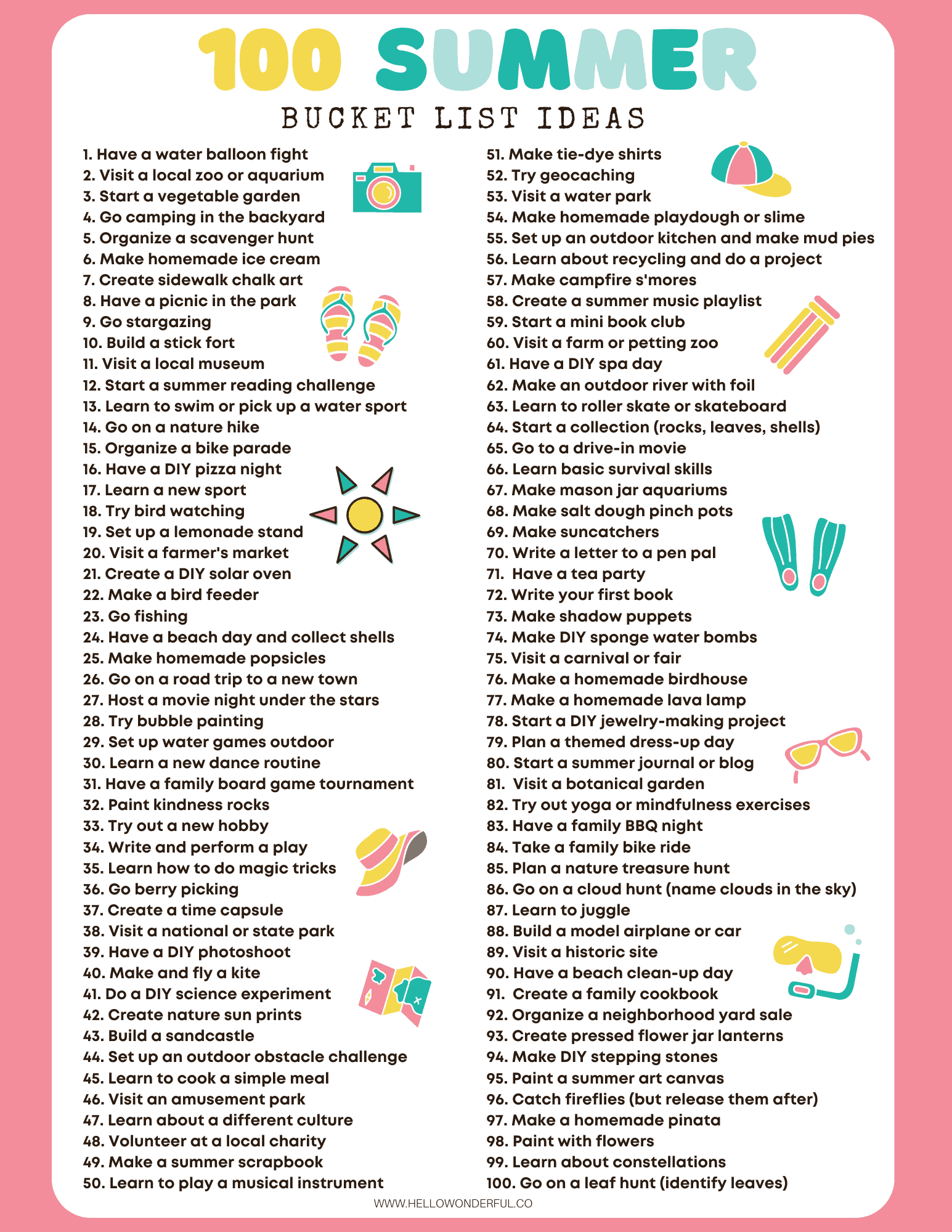 Summer Bucket List For Kids With Printable Summer Bucket List For Kids With Printable