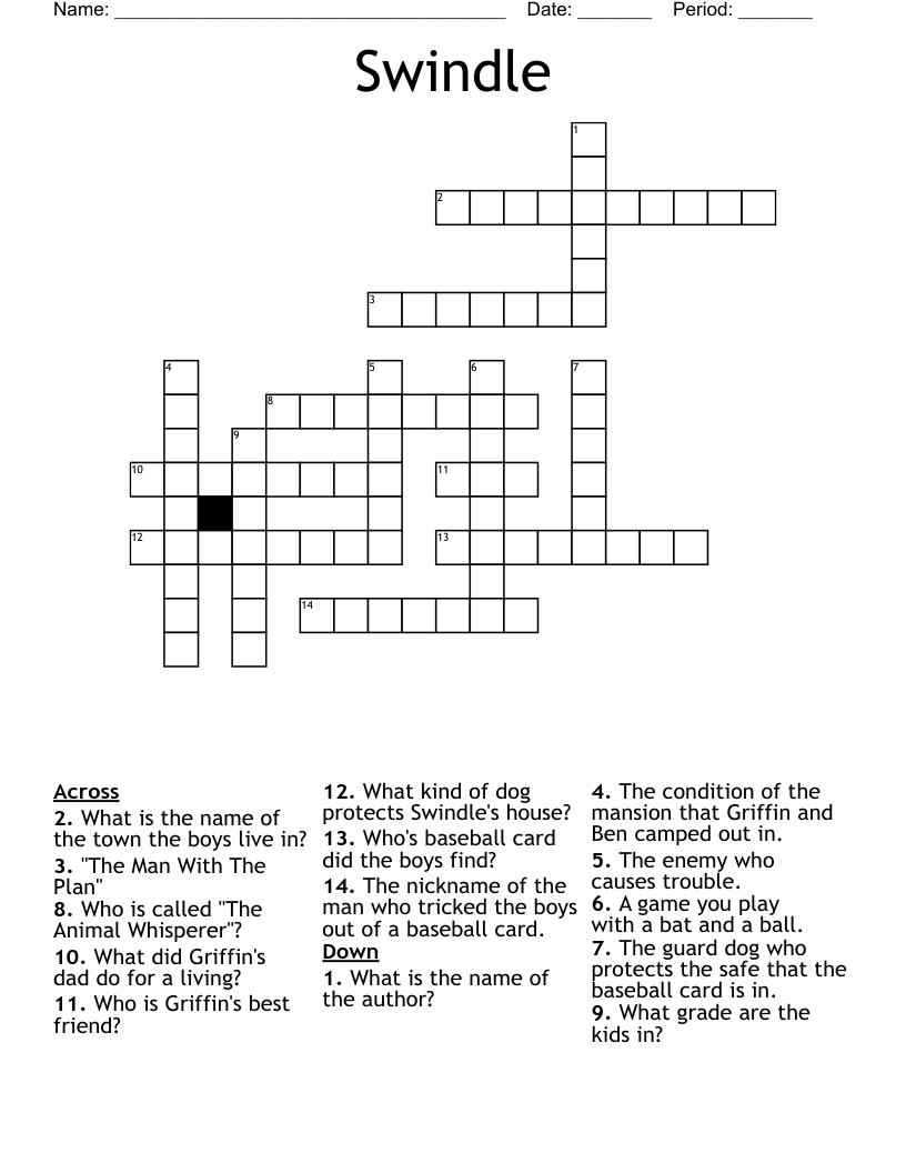 Swindle Crossword Clue 3 Letters