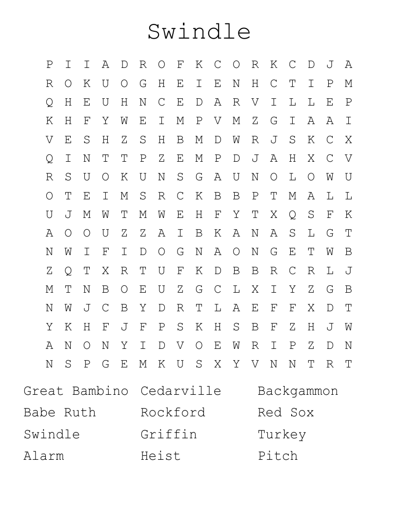 Swindle Crossword Puzzle Clue