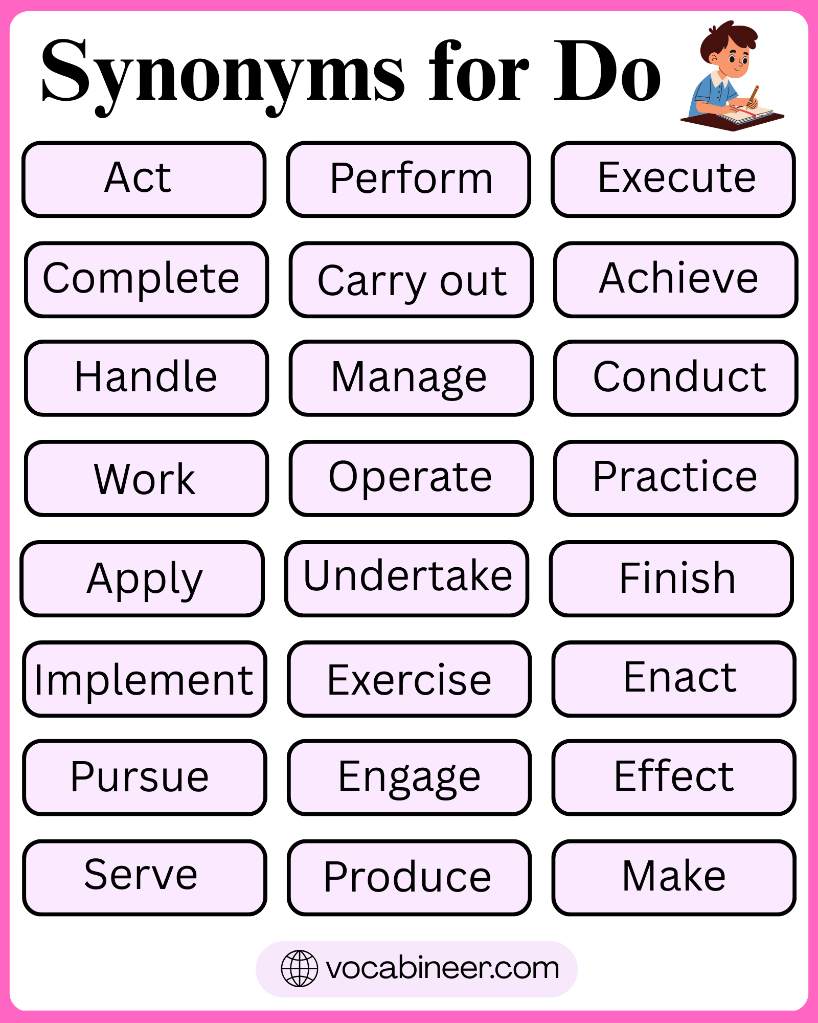 Synonyms For Do List Of 92 Words For Do In English