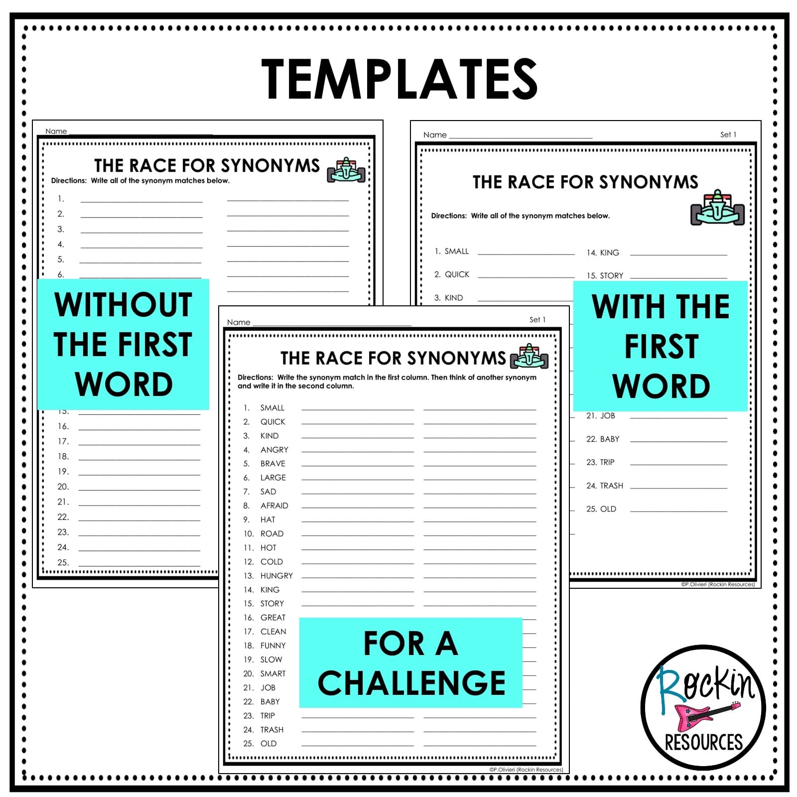 SYNONYMS SYNONYMS GAME SYNONYMS CENTER Rockin Resources