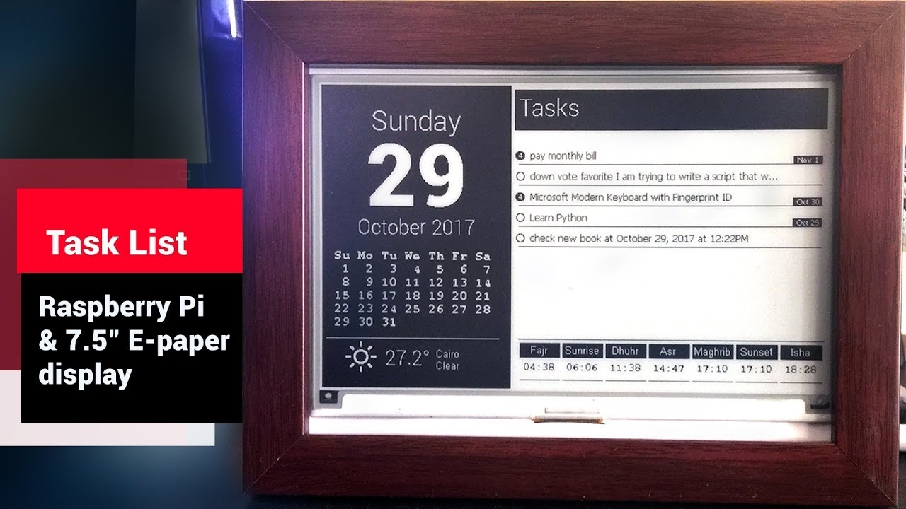 Task List Using Raspberry Pi 3 And 7 5 E paper Display YouTube