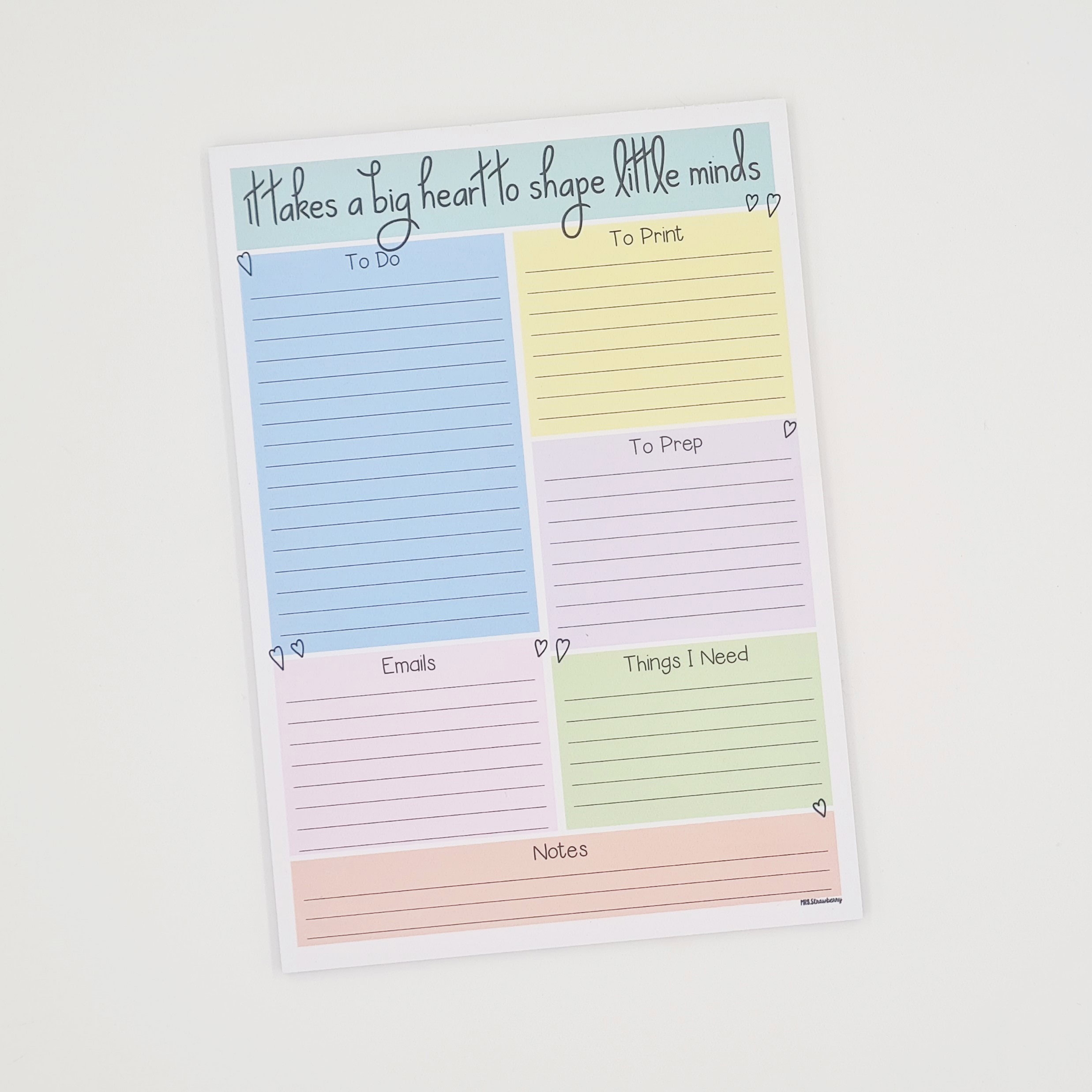 Teacher To Do List Notepad A5 Mrs Strawberry