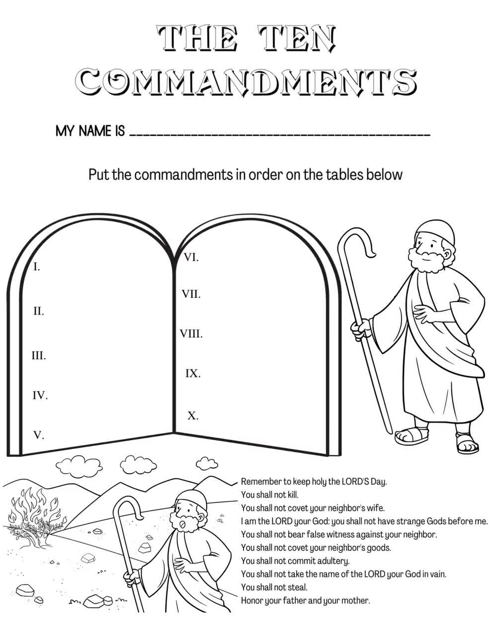 10 commandments coloring page