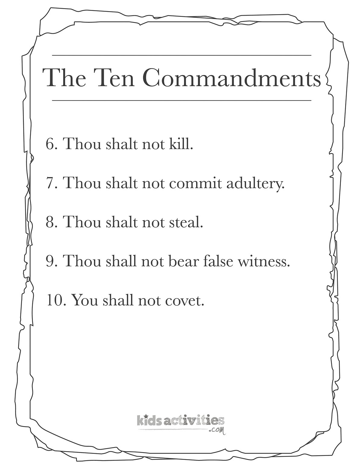 Ten Commandments Printable Kids Activities Blog