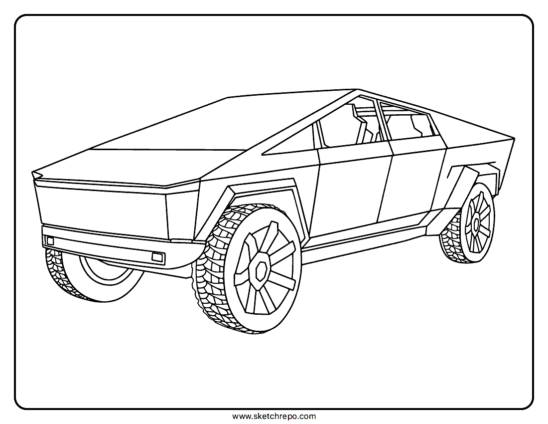 Tesla Cybertruck Coloring Page Sketch Repo Tesla Cybertruck Coloring Page Sketch Repo