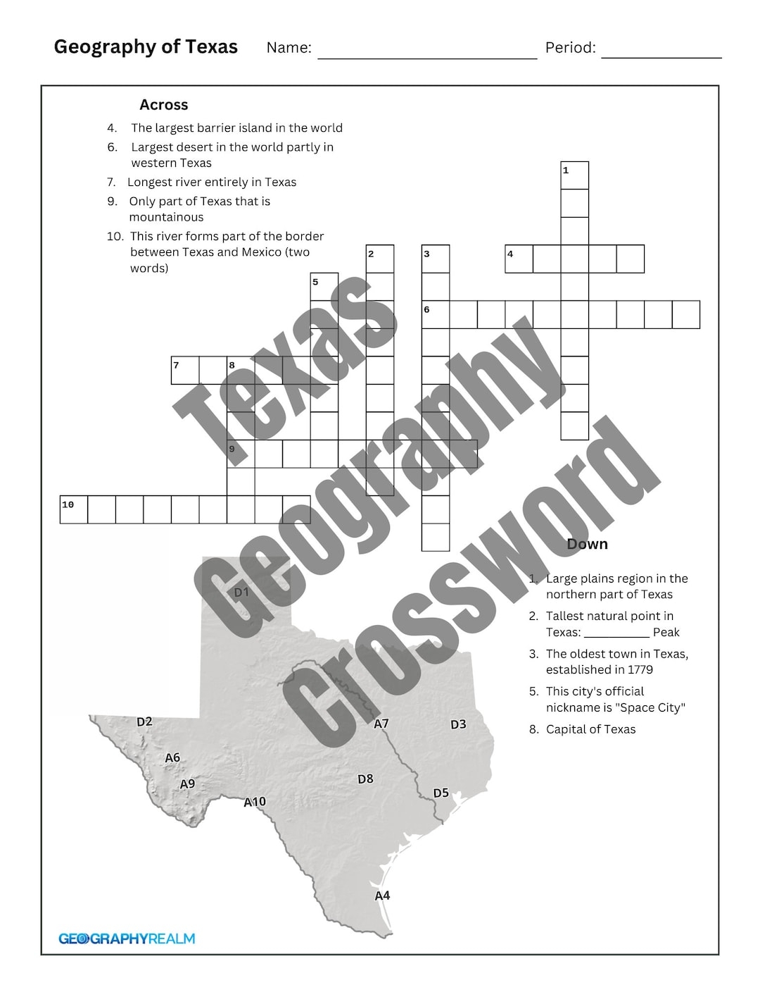 Texas Geography Crossword Puzzle For Grades 3 5 digital Download With Answer Key Etsy Israel Texas Geography Crossword Puzzle For Grades 3 5 digital Download With Answer Key Etsy Israel