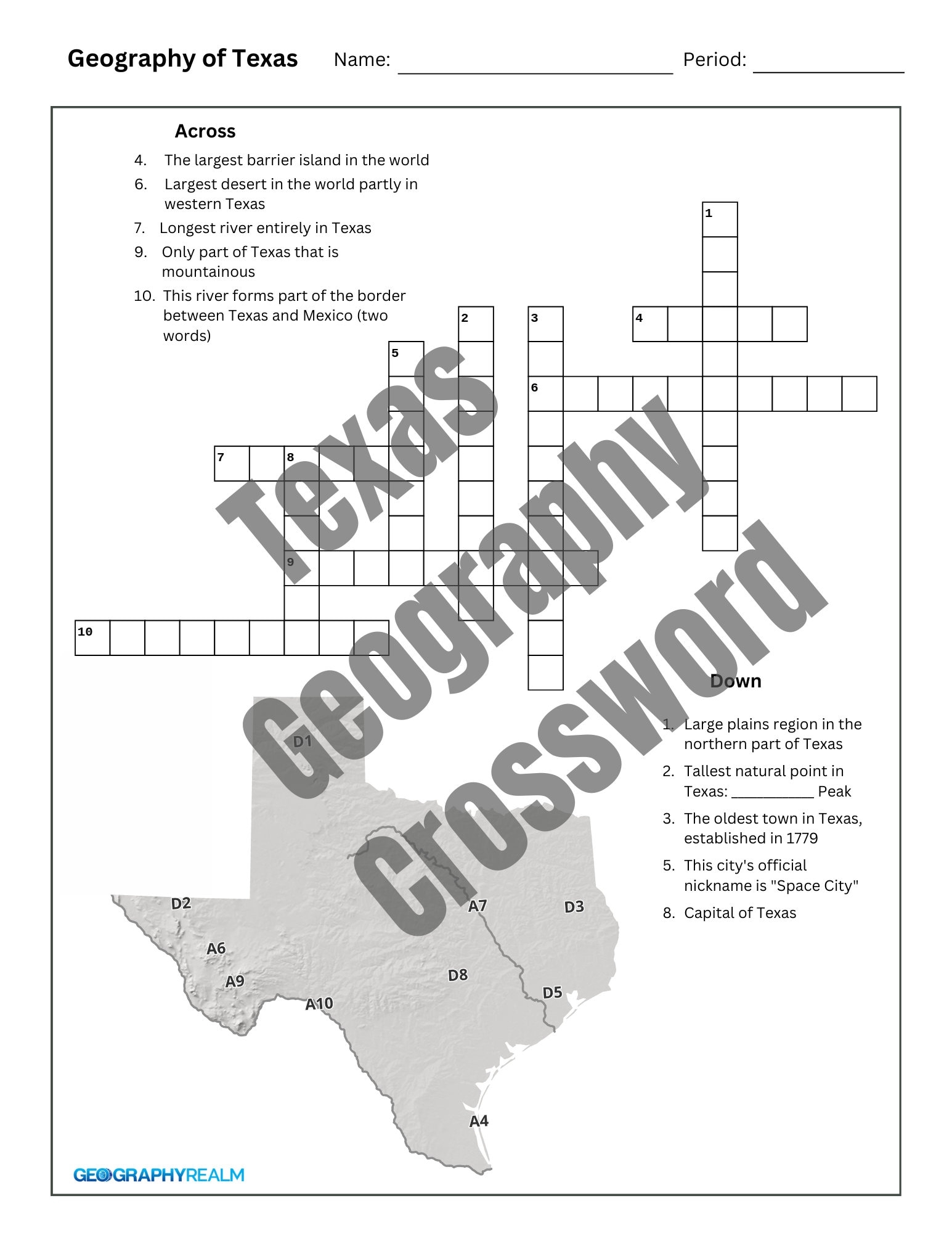 Texas Geography Crossword Puzzle For Grades 3 5 digital Download With Answer Key Etsy Israel Texas Geography Crossword Puzzle For Grades 3 5 digital Download With Answer Key Etsy Israel