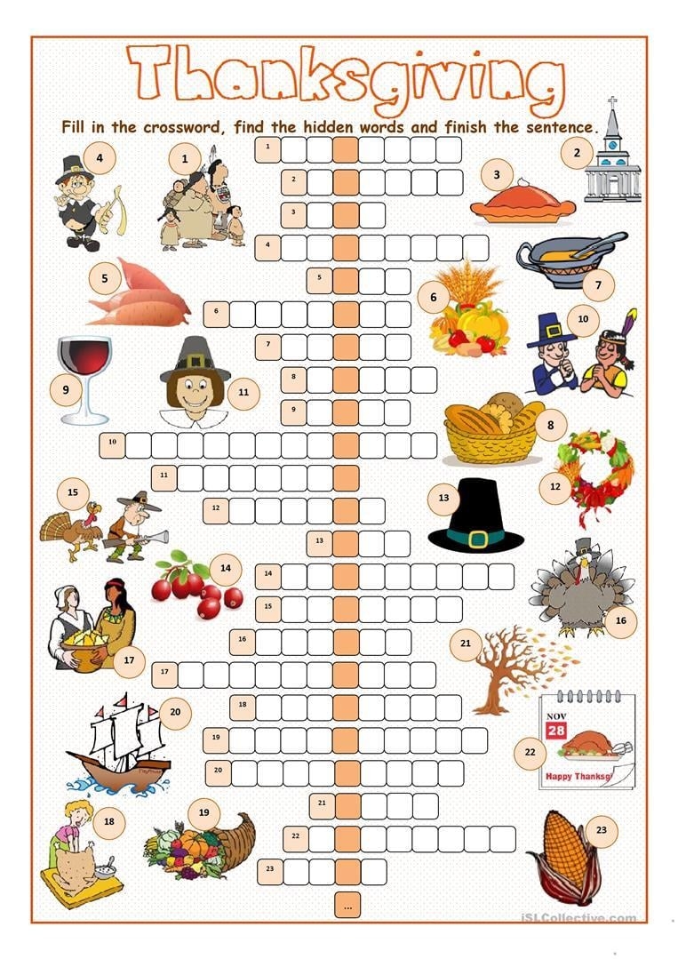 Thanksgiving Crossword Puzzle ITTT