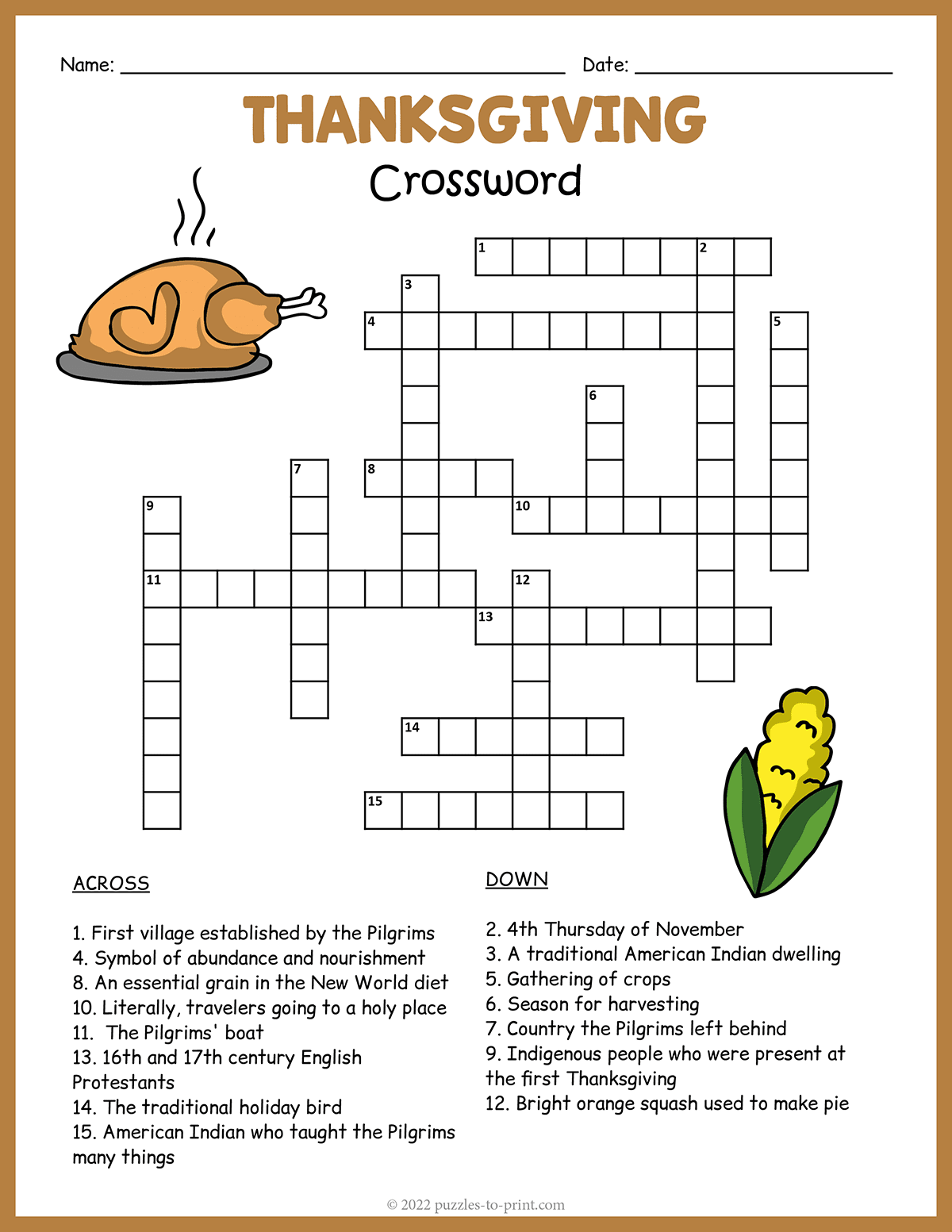 Thanksgiving Crossword