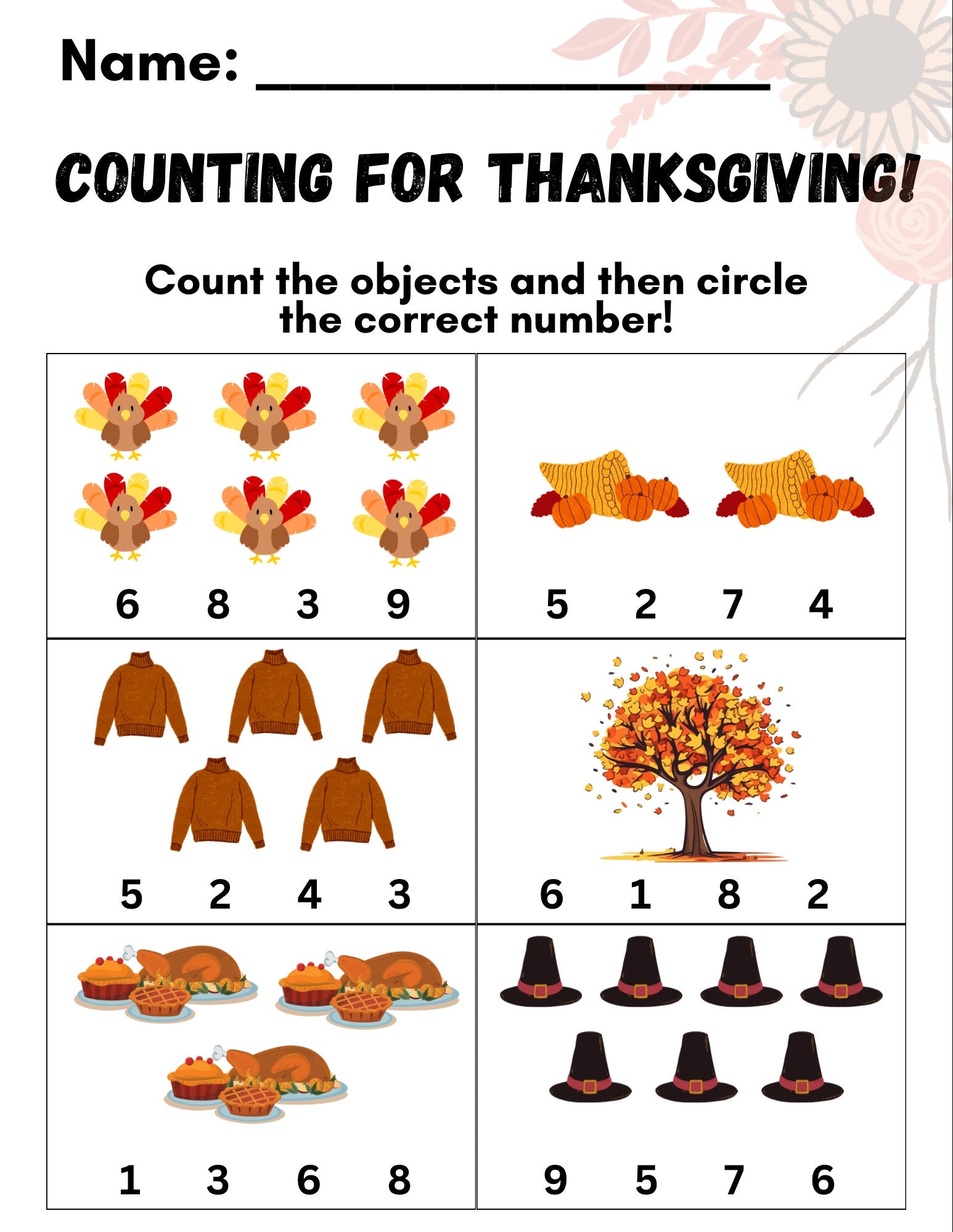 Thanksgiving Number Matching For Pre K Prek Fine Motor Preschool Tools Holiday Themed Activities Preschool Worksheet Match Game Etsy Denmark