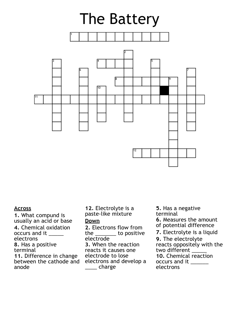 The Battery Crossword WordMint The Battery Crossword WordMint