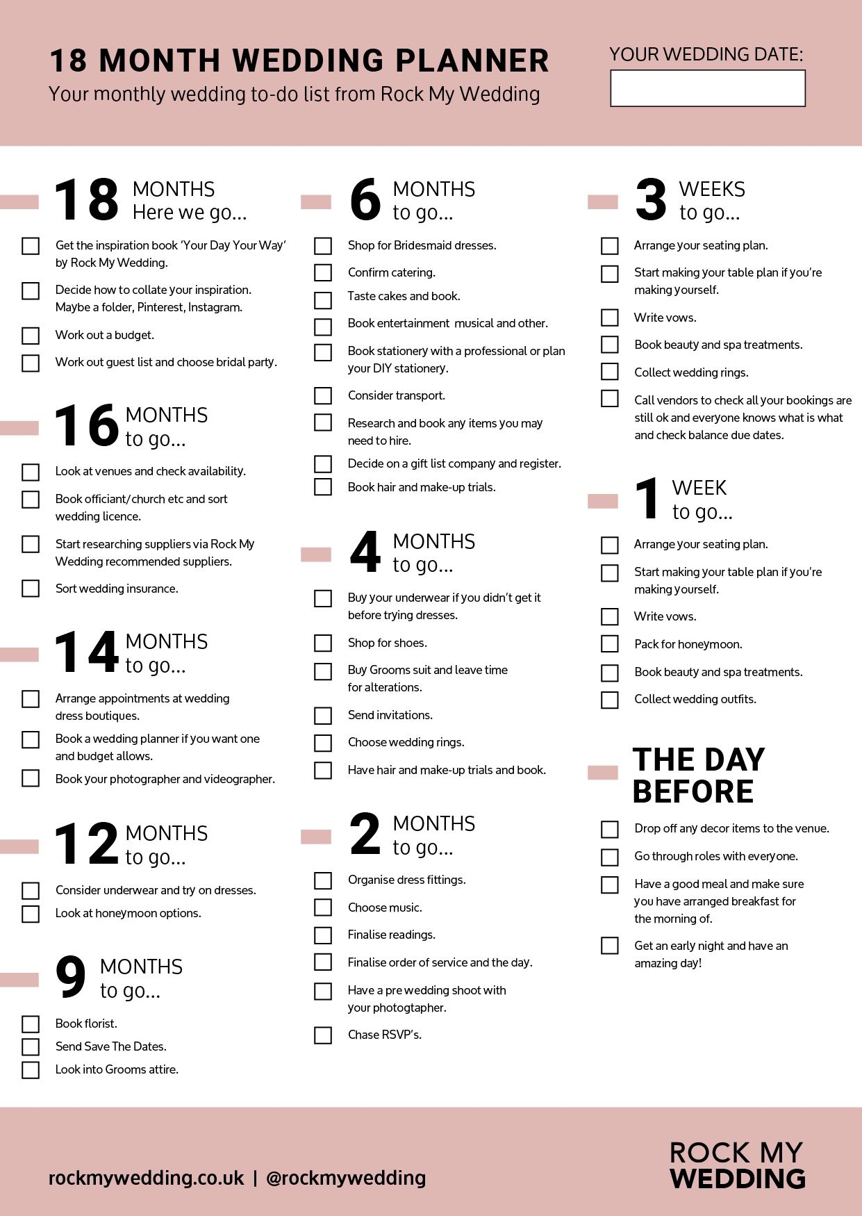 The Best 18 Month Wedding Planning Checklist