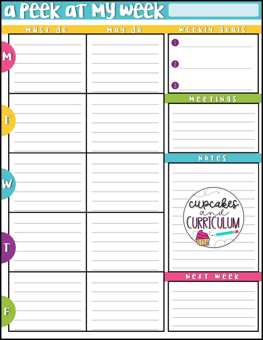 The Best To Do List Template For Teachers Cupcakes Curriculum