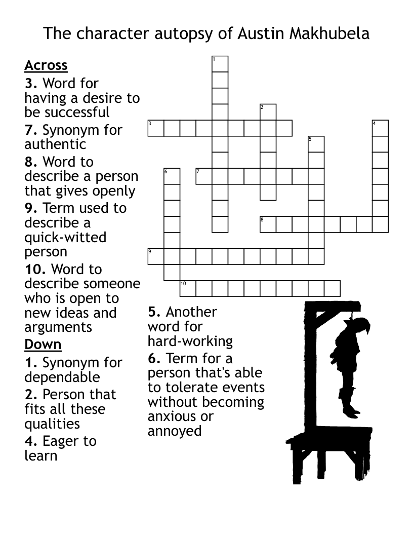 The Character Autopsy Of Austin Makhubela Crossword WordMint