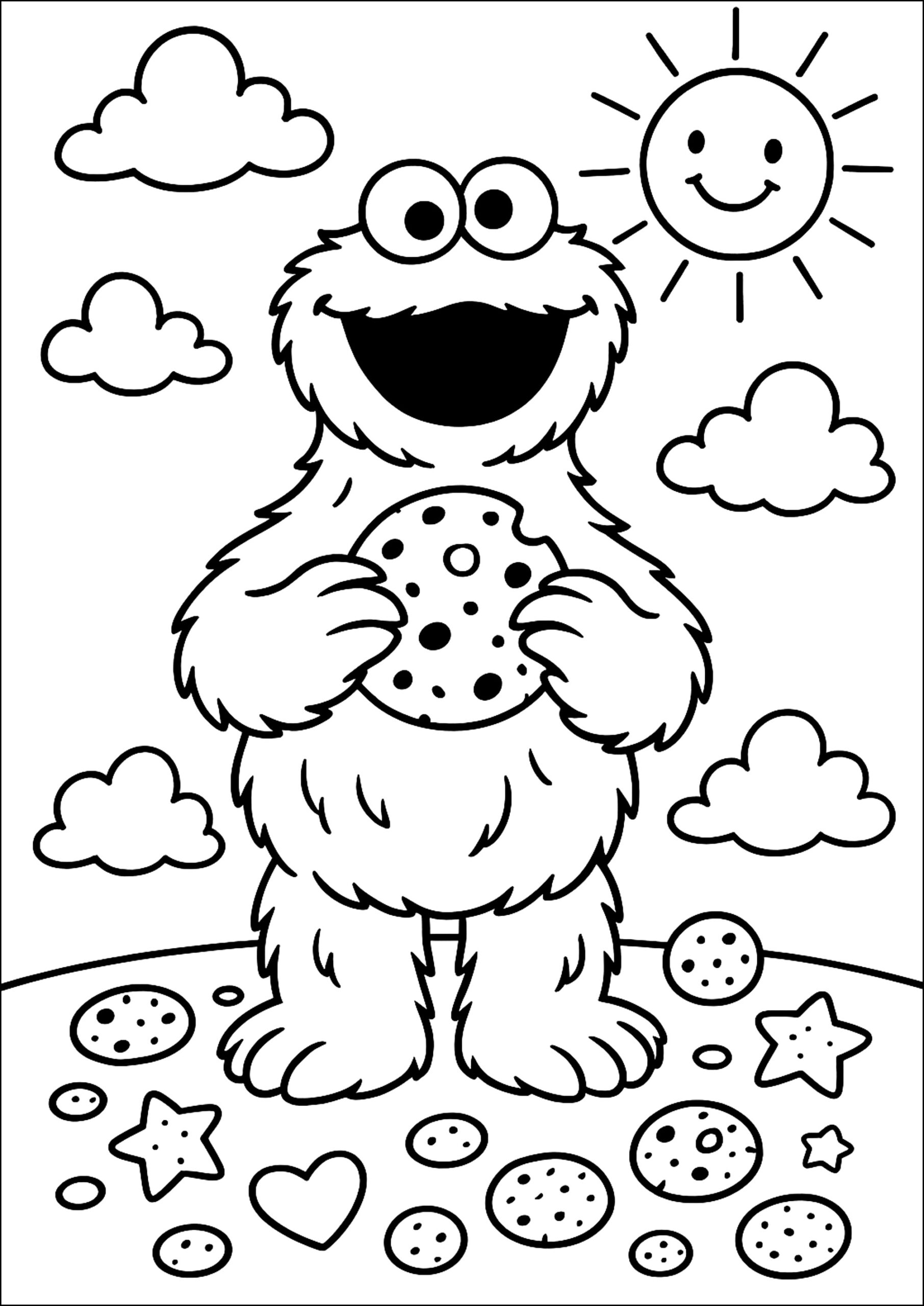 The Greedy Monster Cookie Monster Coloring Pages
