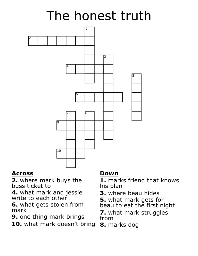 The Honest Truth Crossword WordMint