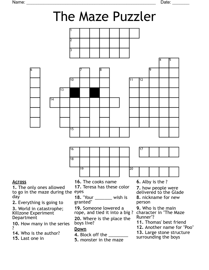 The Maze Puzzler Crossword WordMint