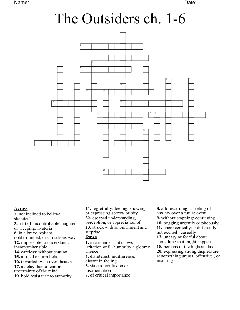 The Outsiders Ch 1 6 Crossword WordMint The Outsiders Ch 1 6 Crossword WordMint