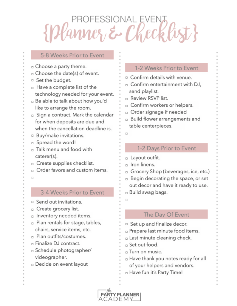 The Power Of Using An Event Planning Checklist Free Printable Housewife2Hostess