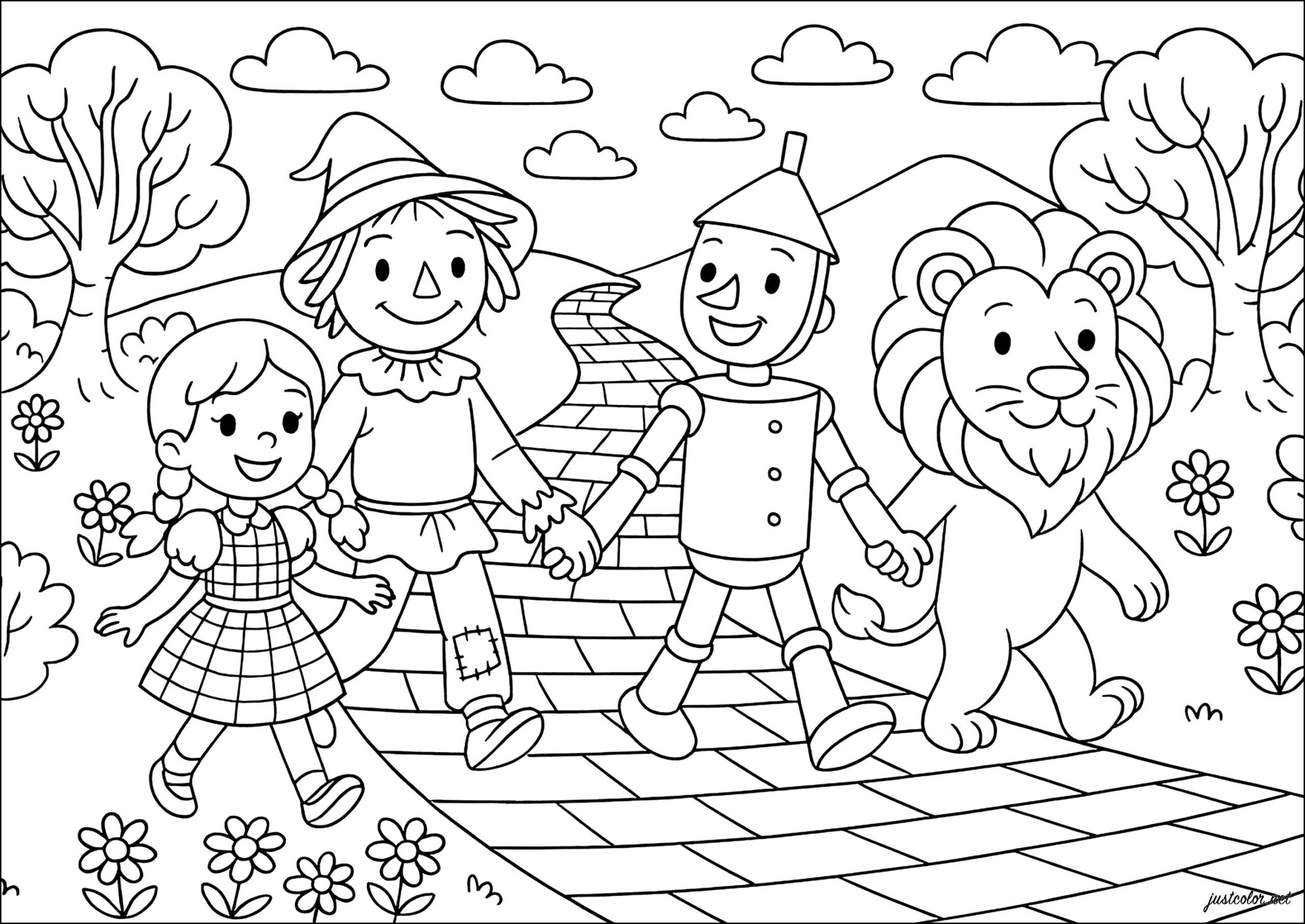The Wizard Of Oz Dorothy And Friends On The Yellow Brick Road The Wizard Of Oz Coloring Pages The Wizard Of Oz Dorothy And Friends On The Yellow Brick Road The Wizard Of Oz Coloring Pages