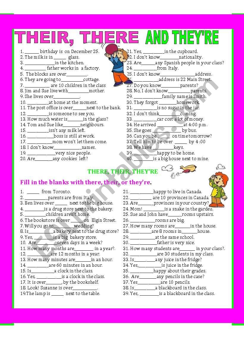 there they're and their worksheet there they're and their worksheet