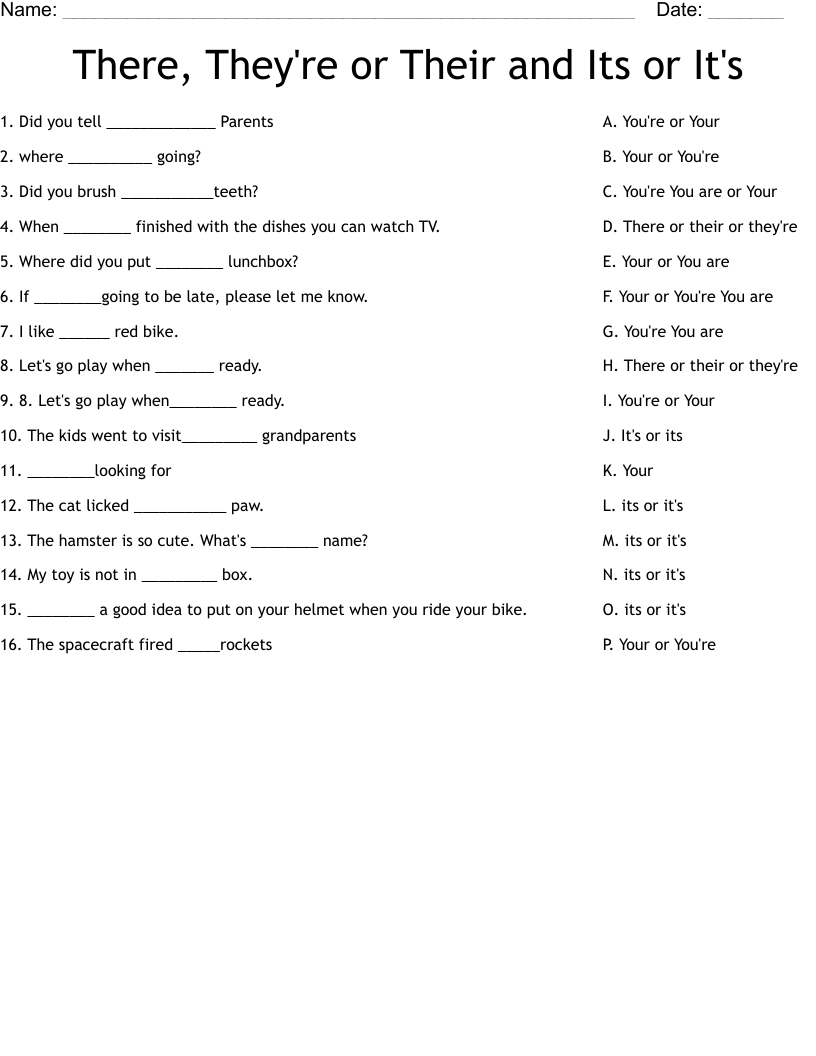 they're their there worksheet