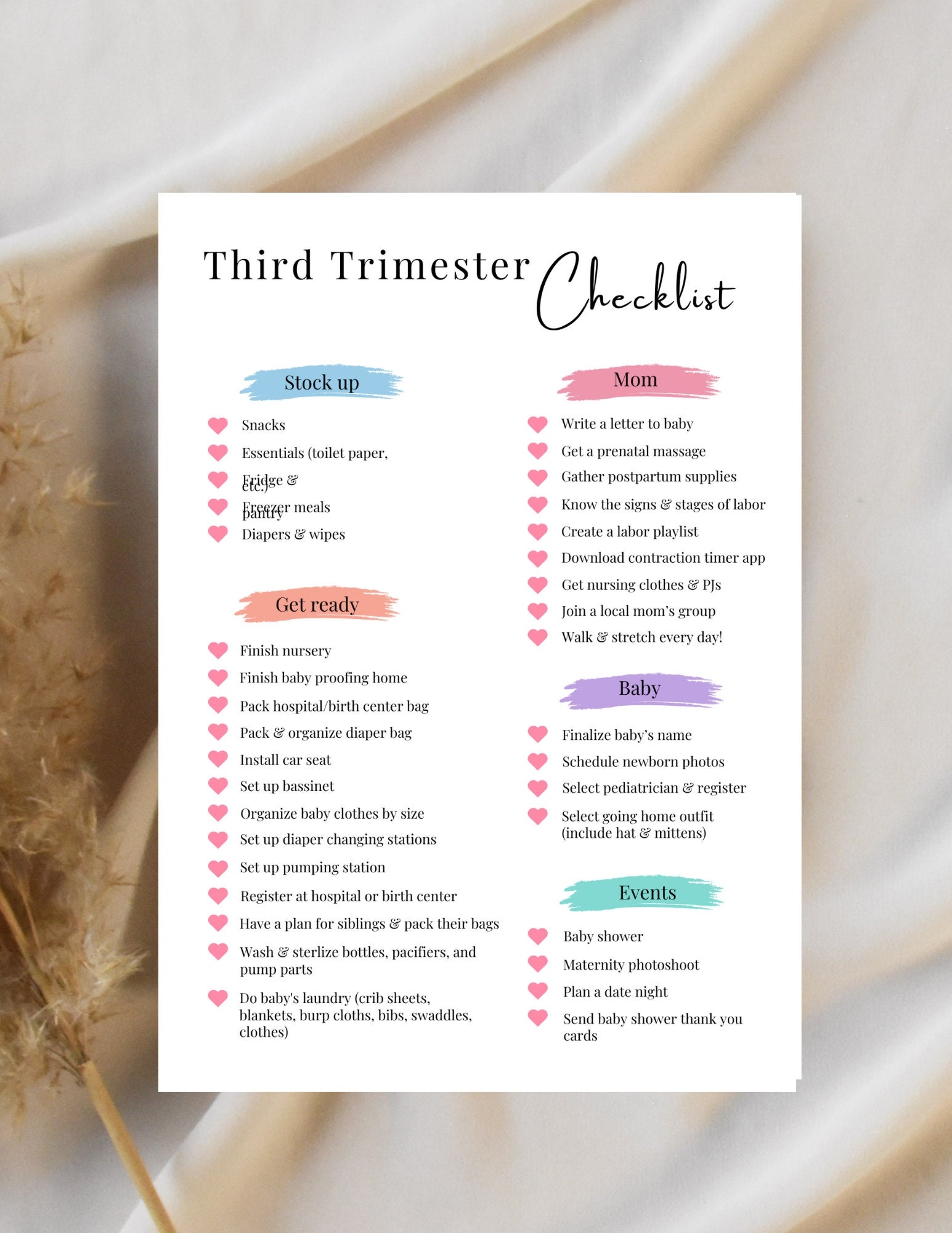 Third Trimester Checklist Baby Planner Pregnancy Checklist Baby Shower Gift For Mom to be Maternity Organizer Expecting Mom Gift Etsy
