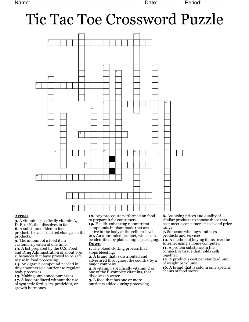 Tic Tac Toe Crossword Puzzle WordMint Tic Tac Toe Crossword Puzzle WordMint