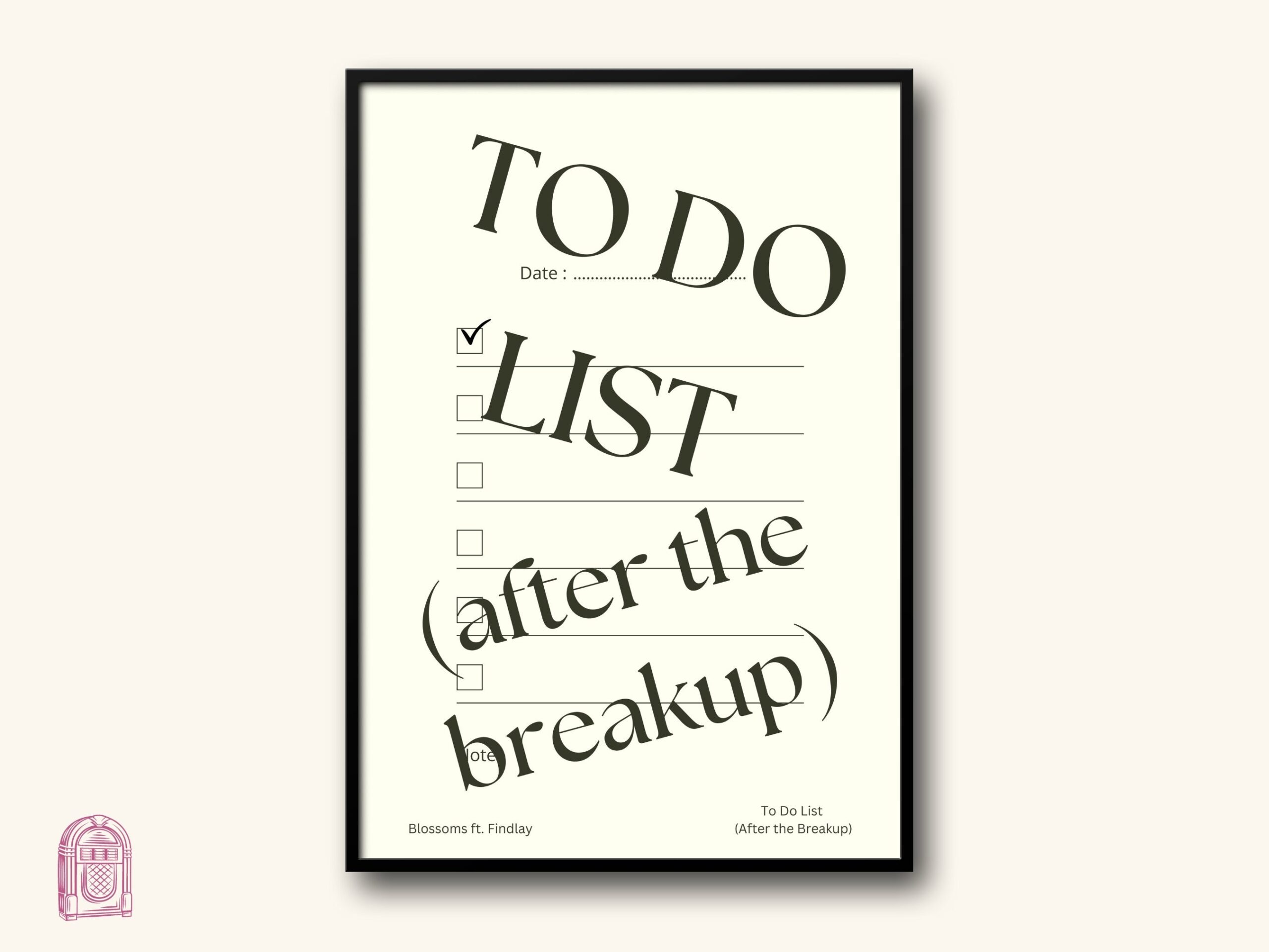To Do List after The Breakup Lyric Print Music Print 5 x7 12 x16 18 x24 Unframed Indie Music Art Concert Gig Music Poster Etsy