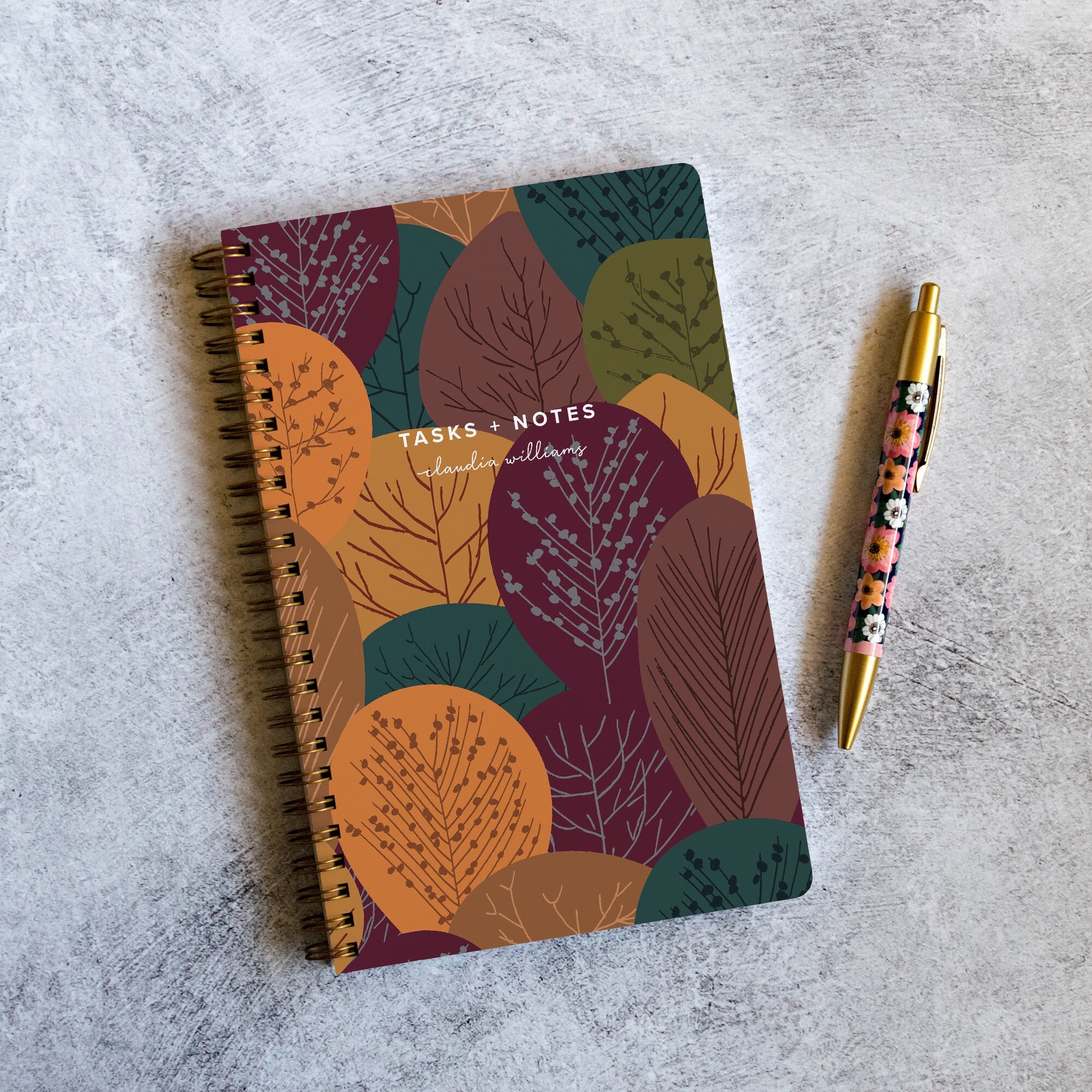 To Do List Notebook With Daily To Do Lists And Notes Personalized Fall Leaves Cover Minimalist Day Planner NB6380 Etsy