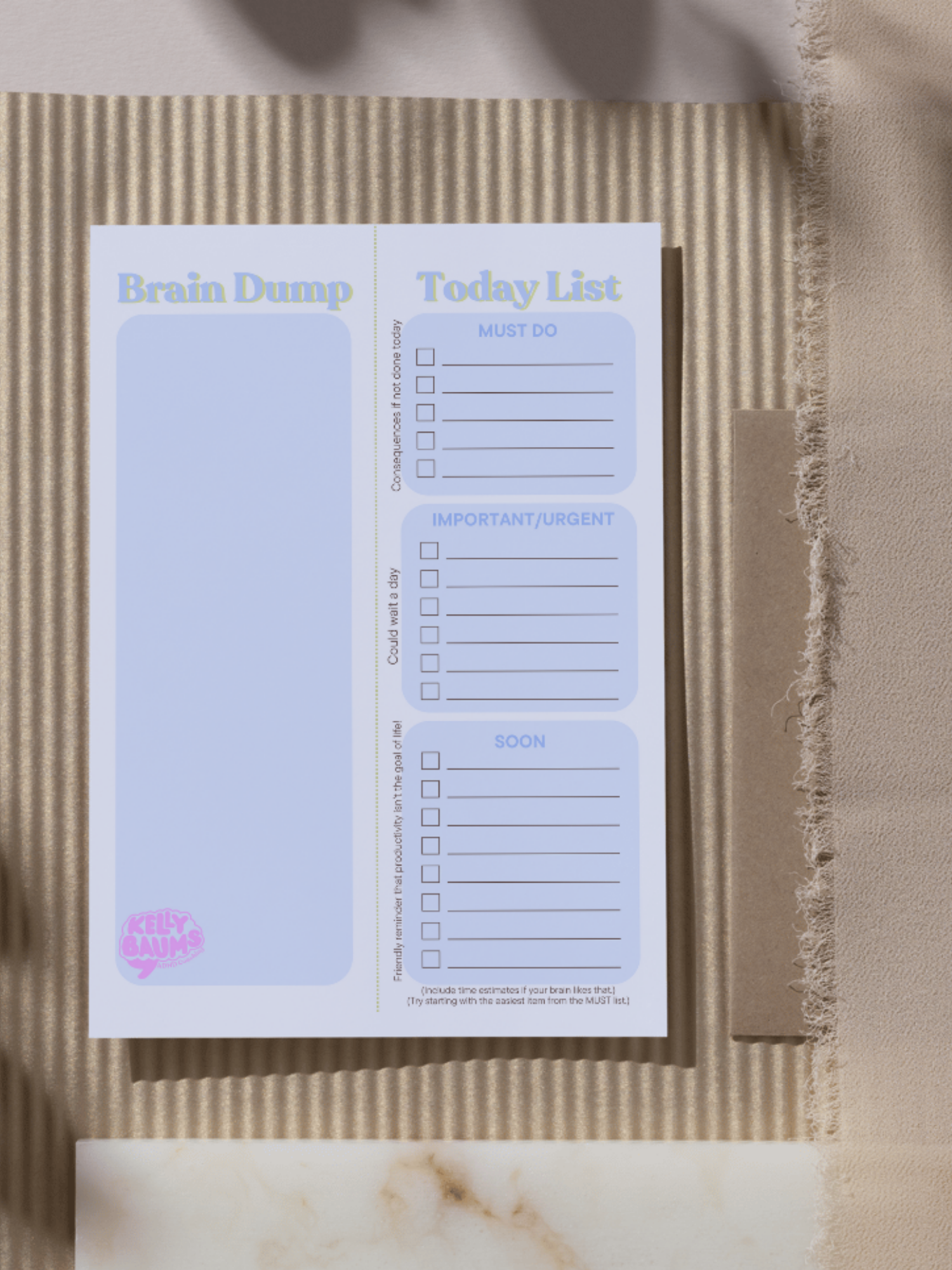 To Do List Sticky Note Pad
