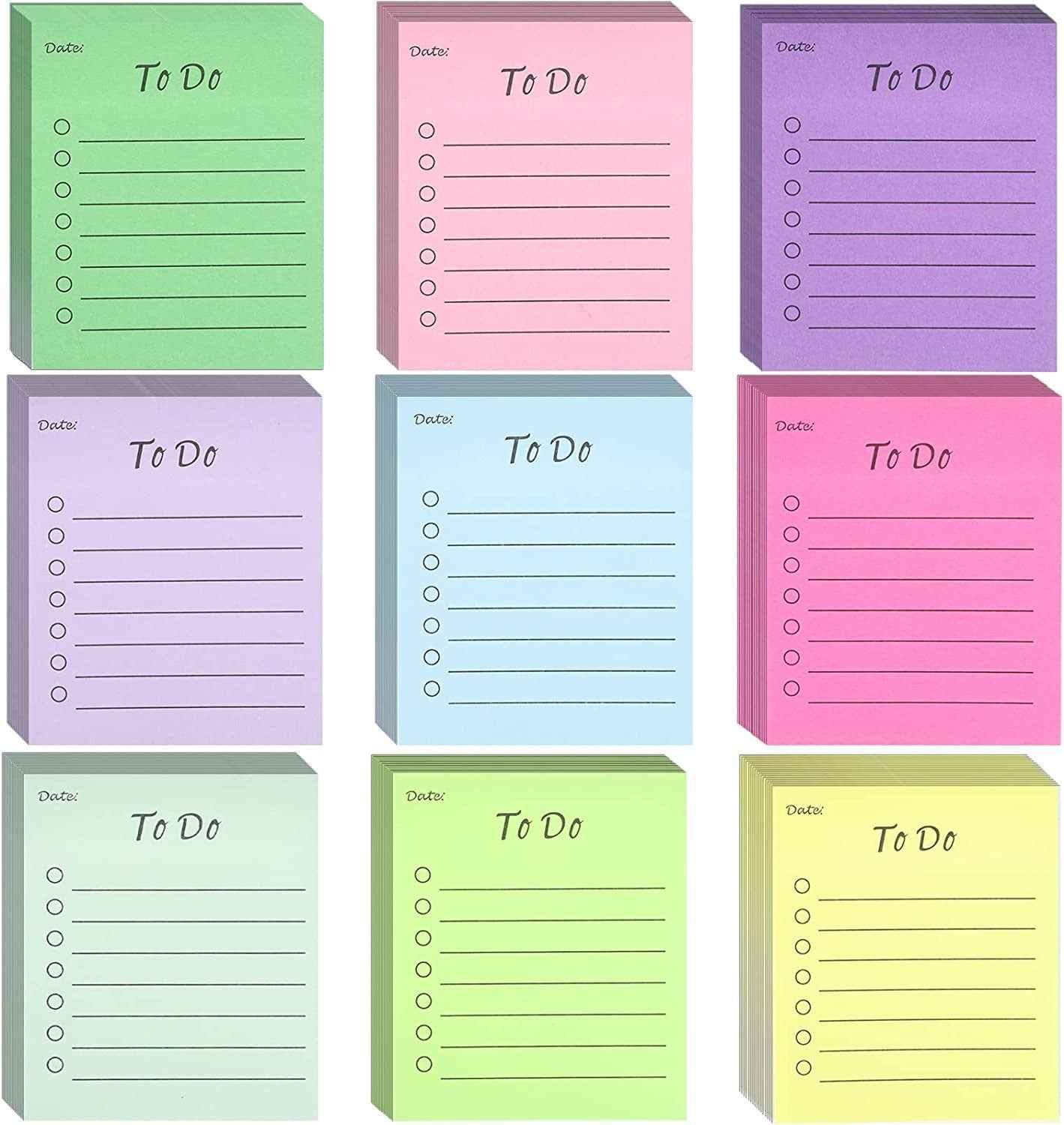 To Do List Sticky Notes Memo 50 Sheets pad 9 Colors 10x7cm
