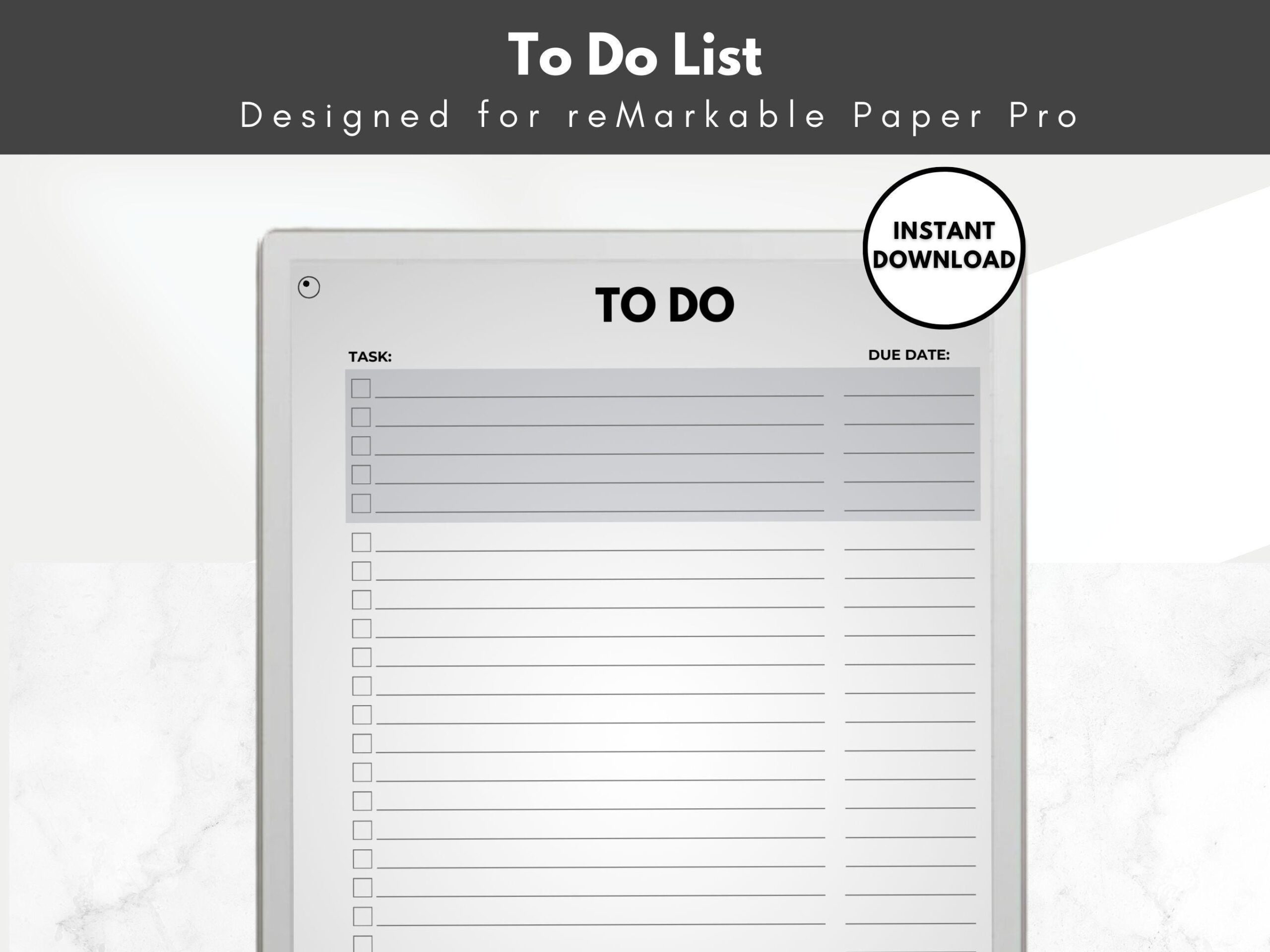 To do List Template For Remarkable Paper Pro Work To do List With Due Date Personal To do List Professional Checklist For E ink Etsy