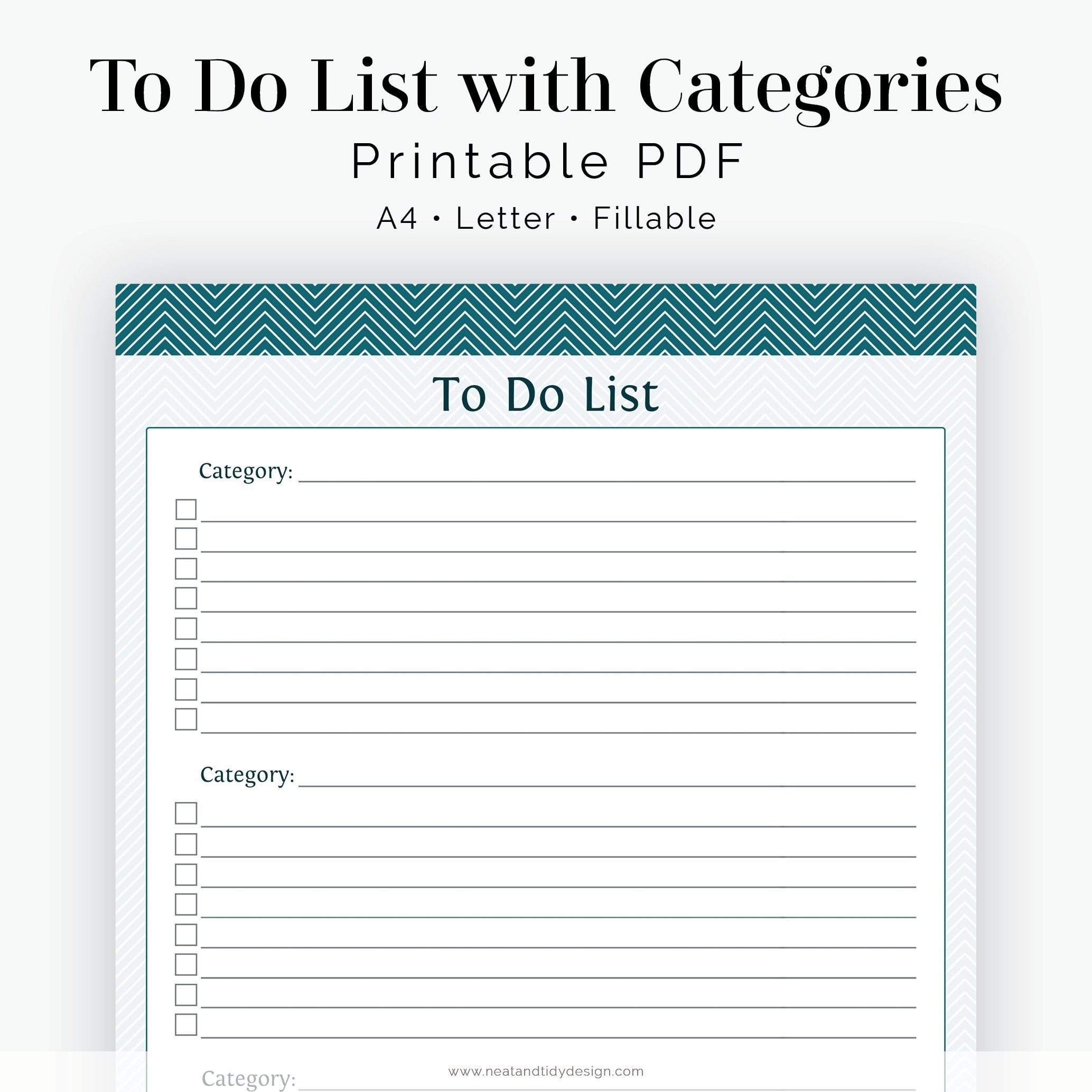 To Do List With Categories Fillable Productivity Printable Chevron Printable PDF Instant Download Etsy