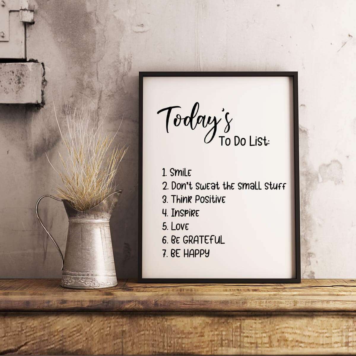 Today s To Do List Motivational Typography Poster Rock Salt Prints