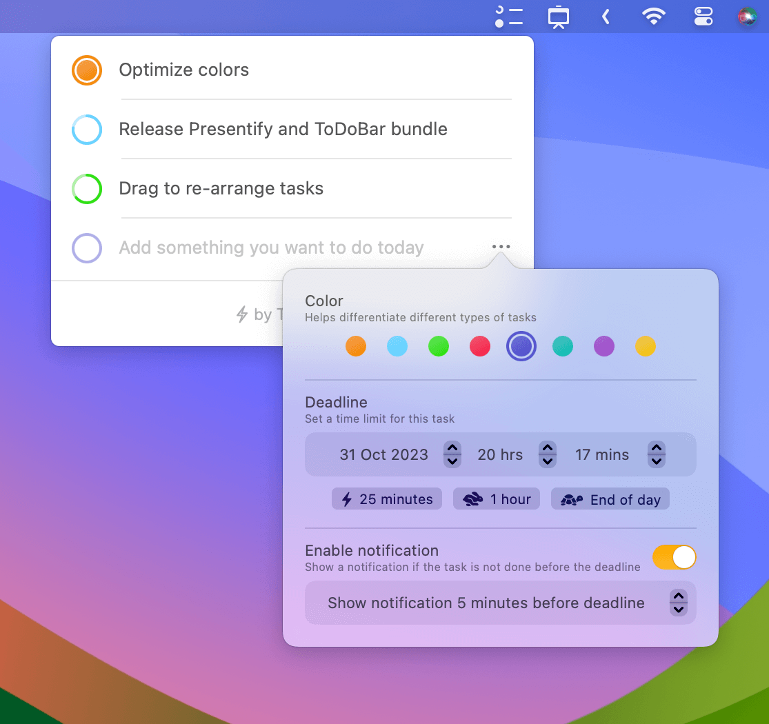 ToDoBar Manage Tasks On Your Menu Bar