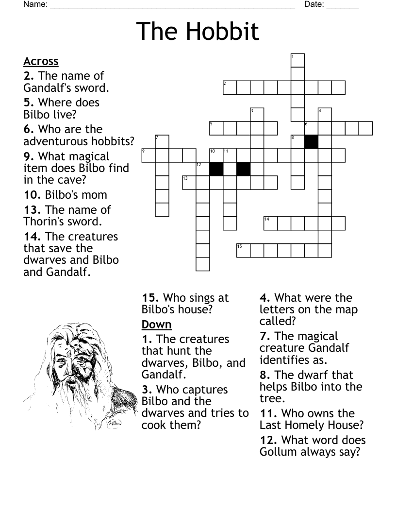 Tolkien Crossword Puzzle 2 WordMint