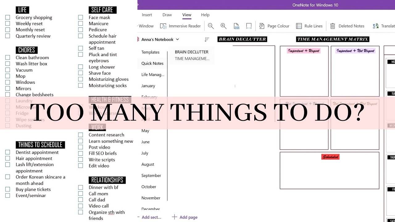 daily to do list template onenote