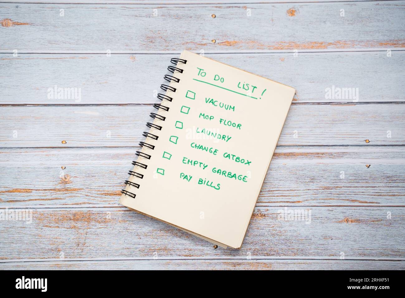 Top View Of Notebook With Handwritten To Do List Text Placed On Wooden Table Stock Photo Alamy